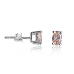 将图像加载到图库查看器中, Silver Stud Earrings with Peach Stone | Women's Jewelry Gift