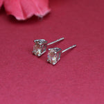 将图像加载到图库查看器中, Silver Stud Earrings with Peach Stone | Women's Jewelry Gift