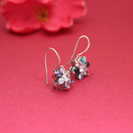 将图像加载到图库查看器中, Silver Flower Earrings with Multicolor Gemstones for Women