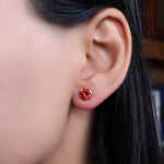 将图像加载到图库查看器中, Silver Red Ruby Stud Earrings | Gemstone Jewelry for Women