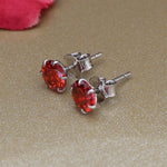 将图像加载到图库查看器中, Silver Red Ruby Stud Earrings | Gemstone Jewelry for Women