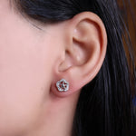 将图像加载到图库查看器中, 925 Silver Flower Stud Earrings | Diamond-Cut | Women's Gift