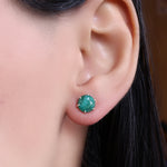 Load image into Gallery viewer, Emerald Stud Earrings in Silver for Women | Gemstone Jewelry