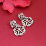 Load image into Gallery viewer, Pendientes de plata con flores y diamantes para mujer | Pendientes colgantes