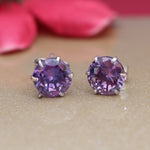 将图像加载到图库查看器中, 925 Silver Purple Stud Earrings for Women | Gift Jewelry