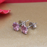 将图像加载到图库查看器中, Silver Pink Stud Earrings | Cubic Zirconia | Women's Jewelry Gift