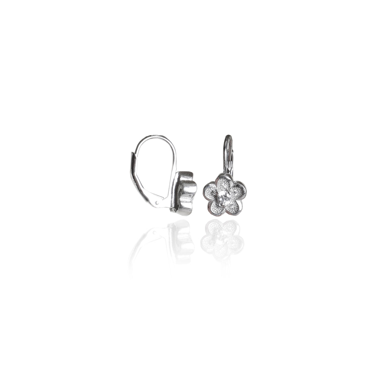 925 silver flower leverback earrings for women | floral jewelry