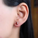Load image into Gallery viewer, 925 Silver Garnet Stud Earrings for Women | Gemstone Jewelry