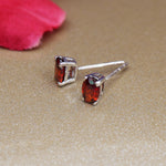 Load image into Gallery viewer, 925 Silver Garnet Stud Earrings for Women | Gemstone Jewelry