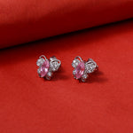 Load image into Gallery viewer, Silver Butterfly Stud Earrings with Pink Gemstones | Gift for Her