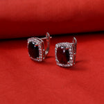 将图像加载到图库查看器中, Red Gemstone Stud Earrings in Sterling Silver | For Women