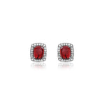 Load image into Gallery viewer, Red Gemstone Stud Earrings in Sterling Silver | For Women