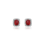 将图像加载到图库查看器中, Red Gemstone Stud Earrings in Sterling Silver | For Women