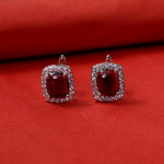 将图像加载到图库查看器中, Red Gemstone Stud Earrings in Sterling Silver | For Women