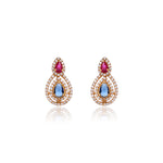 Load image into Gallery viewer, Gold Teardrop Earrings with Ruby and Sapphire | Women's Jewelry