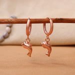 将图像加载到图库查看器中, Rose gold plating Dolphin Hoop Earrings for Women | Dangle Jewelry