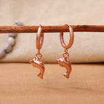Load image into Gallery viewer, Rose Gold Dolphin Hoop Earrings for Women | Dangle Jewelry