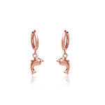 Load image into Gallery viewer, Rose Gold Dolphin Hoop Earrings for Women | Dangle Jewelry