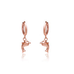 将图像加载到图库查看器中, Rose gold plating Dolphin Hoop Earrings for Women | Dangle Jewelry
