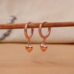 Load image into Gallery viewer, Rose Gold Heart Hoop Earrings for Women | Dangle Jewelry