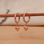 将图像加载到图库查看器中, Rose gold plating Heart Hoop Earrings for Women | Dangle Jewelry