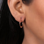 Load image into Gallery viewer, Rose Gold Hoop Earrings with Ball Charm | Women's Jewelry Gift