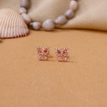 将图像加载到图库查看器中, Rose gold plating Bow Stud Earrings with Crystals | Gift for Her