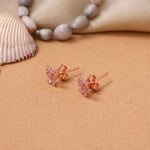 将图像加载到图库查看器中, Rose gold plating Bow Stud Earrings with Crystals | Gift for Her