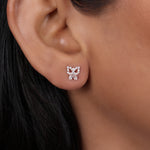 将图像加载到图库查看器中, Rose gold plating Bow Stud Earrings with Crystals | Gift for Her