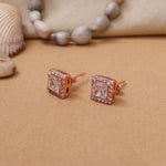将图像加载到图库查看器中, Rose gold plating Square Stud Earrings with Cubic Zirconia | Women's Jewelry