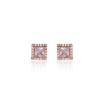 Load image into Gallery viewer, Rose Gold Square Stud Earrings with Cubic Zirconia | Women's Jewelry