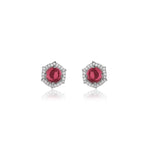 将图像加载到图库查看器中, Ruby Stud Earrings with Diamond Halo | Women's Gift Jewelry
