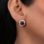 将图像加载到图库查看器中, Ruby Stud Earrings with Diamond Halo | Women's Gift Jewelry
