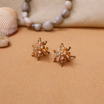 Load image into Gallery viewer, Gold Floral Stud Earrings with Diamonds | Women's Jewelry Gift