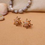 将图像加载到图库查看器中, gold plating Floral Stud Earrings with Diamonds | Women's Jewelry Gift