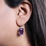 Load image into Gallery viewer, Silver Amethyst Drop Earrings for Women | Purple Gemstone Jewelry