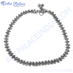 Load image into Gallery viewer, Oxidized silver chain anklet with delicate details for women. Bohemian style ankle bracelet.