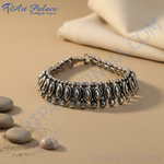 Load image into Gallery viewer, Oxidized 925 sterling silver anklet for women with intricate details and a secure clasp.