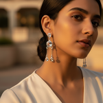 将图像加载到图库查看器中, 925 Silver White Quartz Dangle Earrings | For Women | Gift