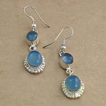 将图像加载到图库查看器中, 925 Silver Blue Chalcedony Drop Earrings for Women | Gift