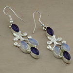 Load image into Gallery viewer, 925 Silver Amethyst & Moonstone Earrings for Women | Dangle Earrings