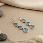将图像加载到图库查看器中, 925 Silver Blue Chalcedony Drop Earrings for Women | Gift Jewelry