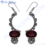 Load image into Gallery viewer, 925 Silver Garnet Drop Earrings for Women | Gemstone Jewelry