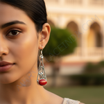 Load image into Gallery viewer, 925 Silver Red Coral Drop Earrings for Women | Dangle Earrings