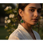 Load image into Gallery viewer, 925 Silver Green Gemstone Earrings for Women | Dangle Jewelry