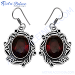 Load image into Gallery viewer, 925 Silver Garnet Drop Earrings for Women | Gemstone Jewelry