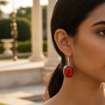 Load image into Gallery viewer, Silver Red Coral & Turquoise Drop Earrings | Women's Jewelry