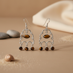 将图像加载到图库查看器中, 925 Silver Tiger Eye Gemstone Drop Earrings for Women