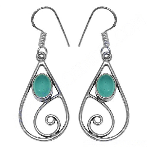 925 silver teardrop earrings with blue gemstone for women