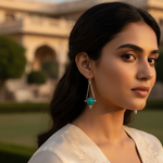 Load image into Gallery viewer, 925 Silver Turquoise Earrings | Triangle Drop Earrings for Women